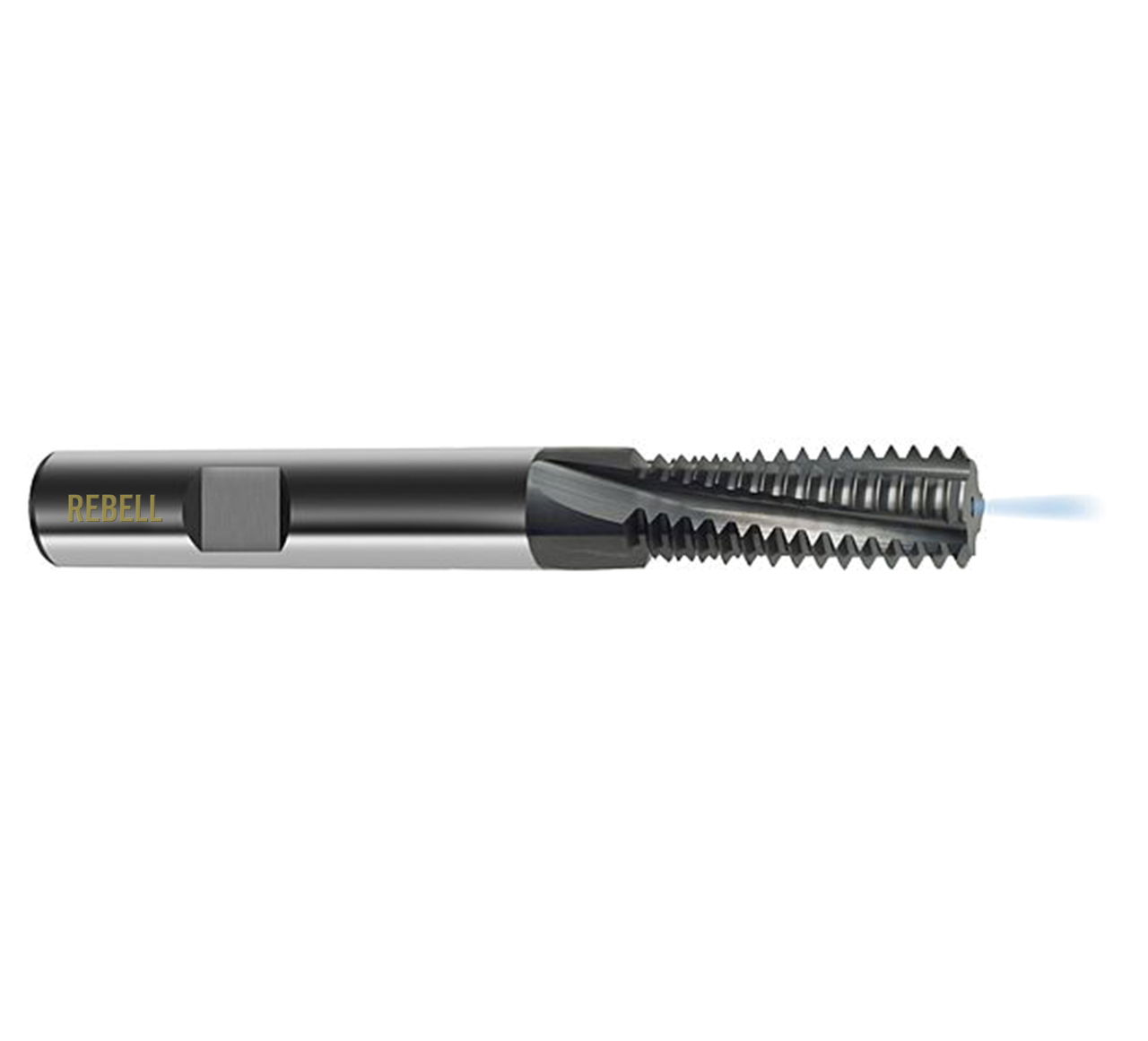 REBELL Gewindefräser mit Kühlkanal UNC 7/16" x 14 VHM TICN - 27° RSP - Schaft HB - Typ HM-F-TiCN REBELL Gewindefräser mit Kühlkanal UNC 7/16" x 14 VHM TICN - 27° RSP - Schaft HB - Typ HM-F-TiCN