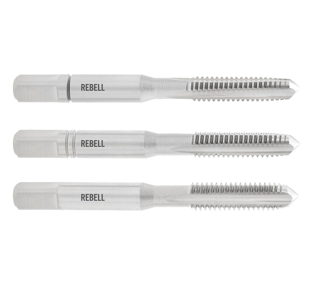 REBELL Handgewindebohrer 3-tlg. Satz BSW 1/8" x 40 LH class 2 medium HSS - Form C gerade genutet - DIN 2184-2 - Typ N REBELL Handgewindebohrer 3-tlg. Satz BSW 1/8" x 40 LH class 2 medium HSS - Form C gerade genutet - DIN 2184-2 - Typ N