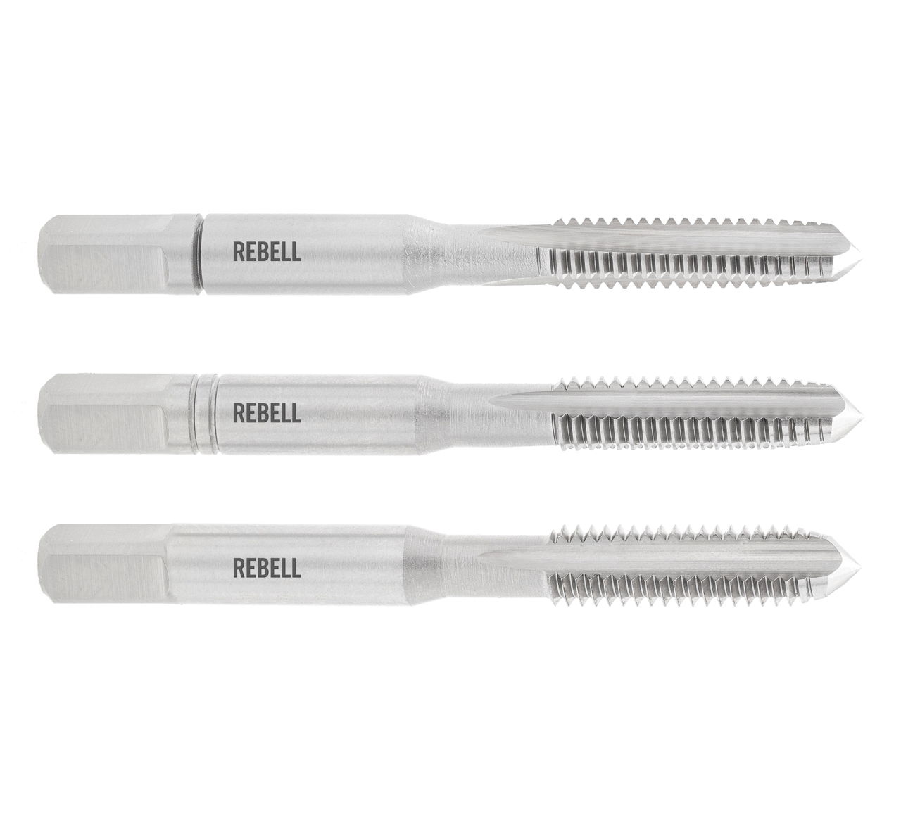 REBELL Handgewindebohrer 3-tlg. Satz BSW 1/4" x 20 RH class 2 medium HSS - Form C gerade genutet - DIN 2184-2 - Typ N REBELL Handgewindebohrer 3-tlg. Satz BSW 1/4" x 20 RH class 2 medium HSS - Form C gerade genutet - DIN 2184-2 - Typ N