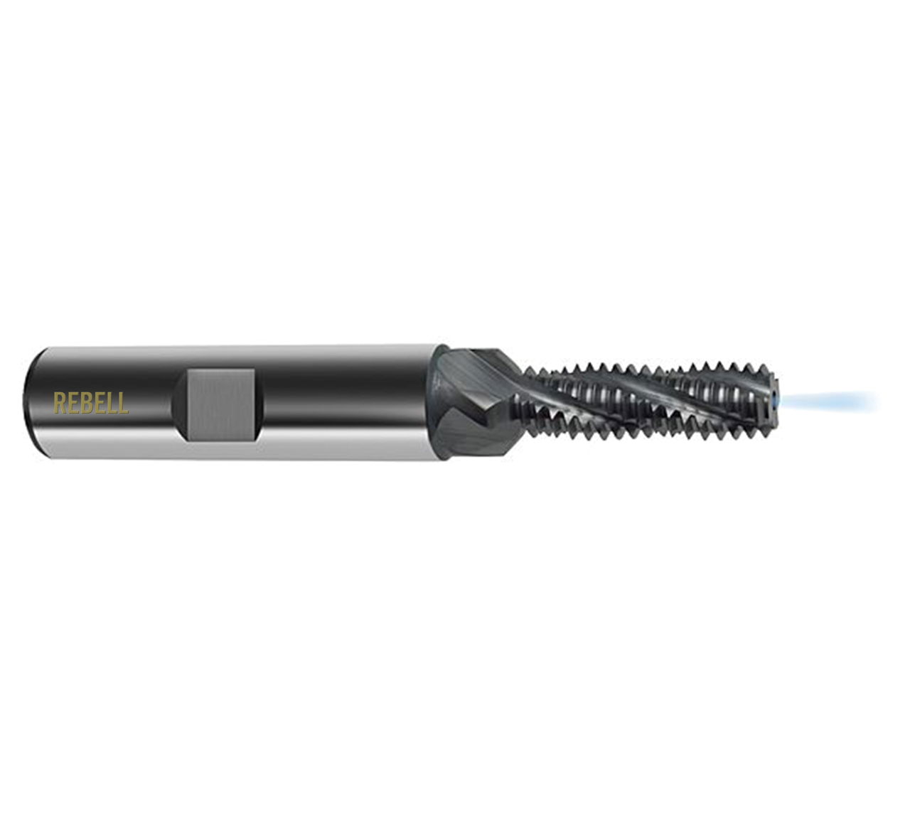 REBELL Gewindefräser mit Kühlkanal & 45° Senkfase M 3 x 0,5 VHM TICN - Zylinderschaft R 10° RSP- Schaft HB - Typ HM-FS-X REBELL Gewindefräser mit Kühlkanal & 45° Senkfase M 3 x 0,5 VHM TICN - Zylinderschaft R 10° RSP- Schaft HB - Typ HM-FS-X